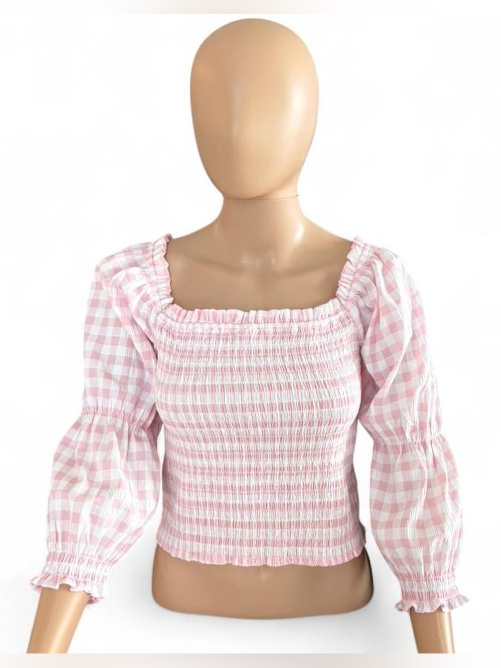Francesca collection- Pink gingham off the shoulder top